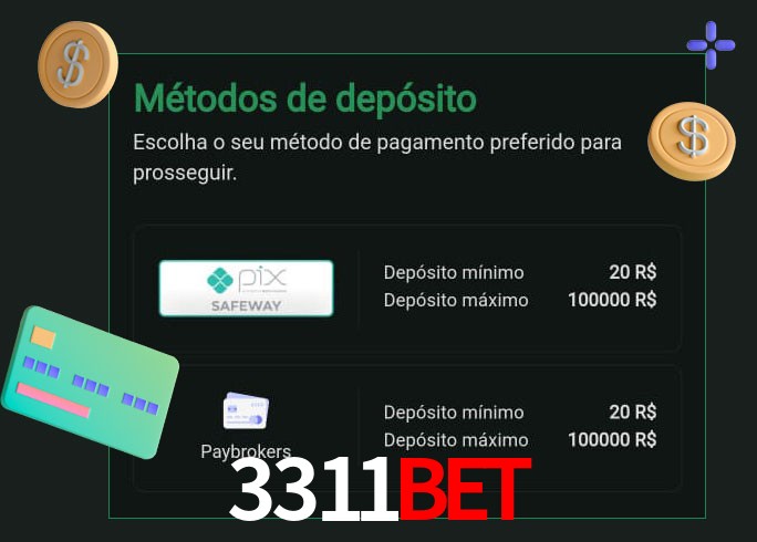 O cassino 3311bet oferece uma grande variedade de métodos de pagamento
